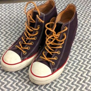 Dark purple wedge converse sneakers